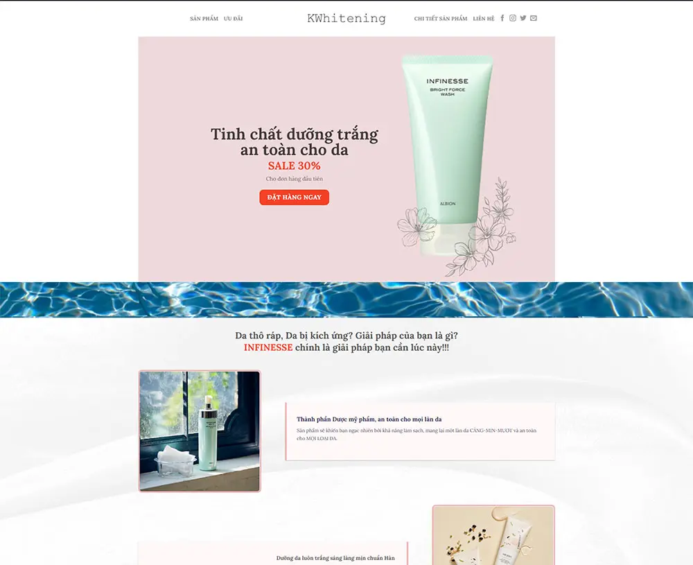 thiết kế landing page mỹ phẩm 