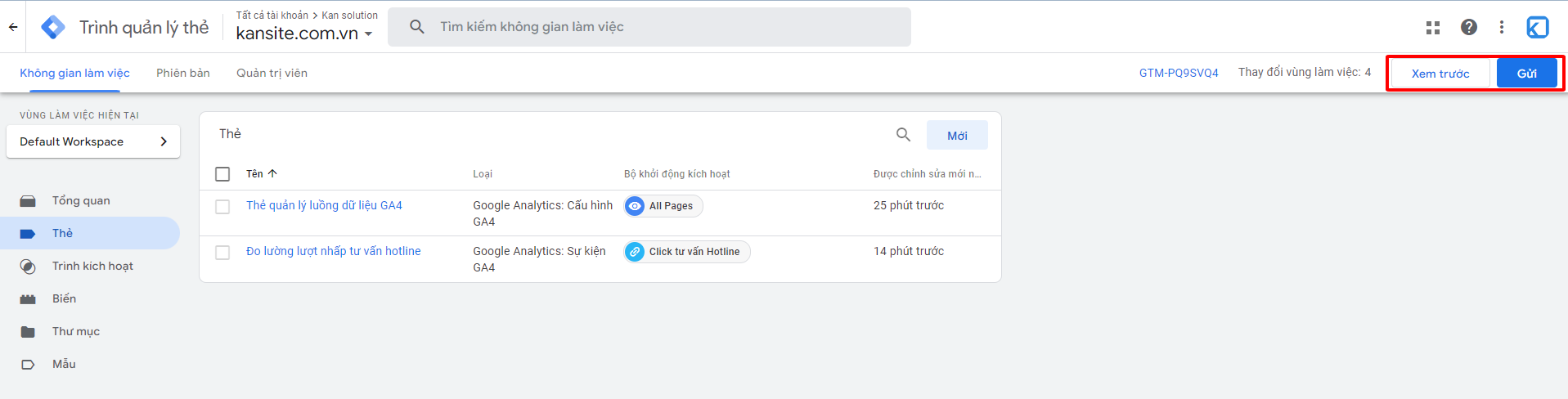 Quản trị Google Tagmanager