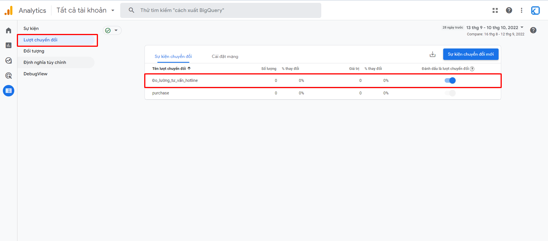 Thêm lượt chuyển đổi Google Analytics GA4