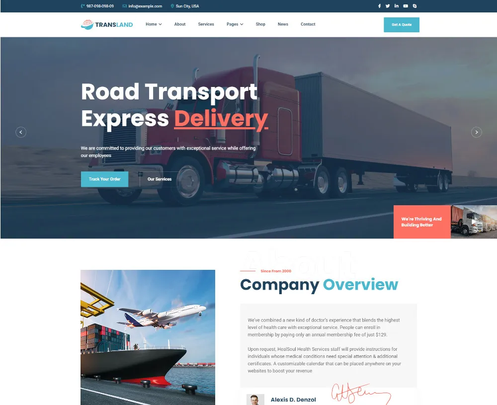 Giao diện thiết kế website logistic 